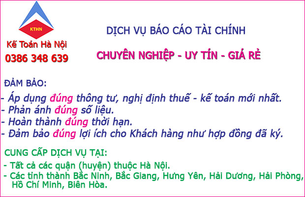  Bảng giá dịch vụ làm báo cáo tài chính tại Vạn An Bắc Ninh 