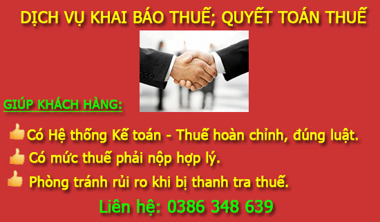 Nhận làm báo cáo thuế tại Vệ An Bắc Ninh