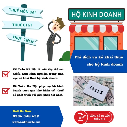 Phí dịch vụ kê khai thuế cho hộ kinh doanh